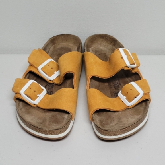 Birkenstock Arizona Soft Footbed Leather Sandals In Softy Orange Size 39. - Picture 6 of 11